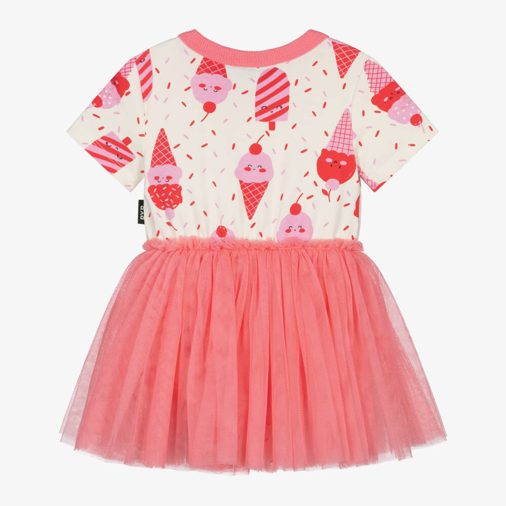 Rock Your Baby-Baby Girls Pink Cotton Jersey & Tulle Ice Cream Print Dress | Childrensalon Outlet