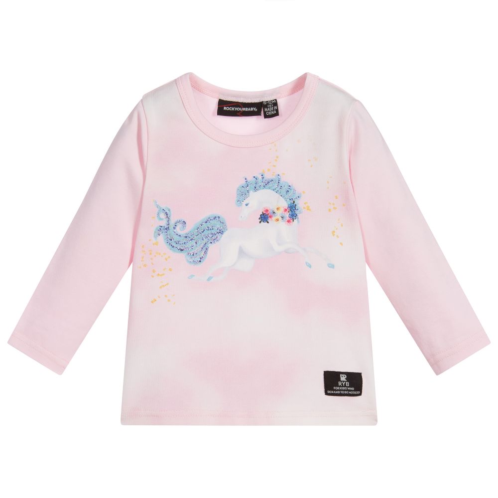 Rock Your Baby - Baby Girls Pink Cotton Top | Childrensalon