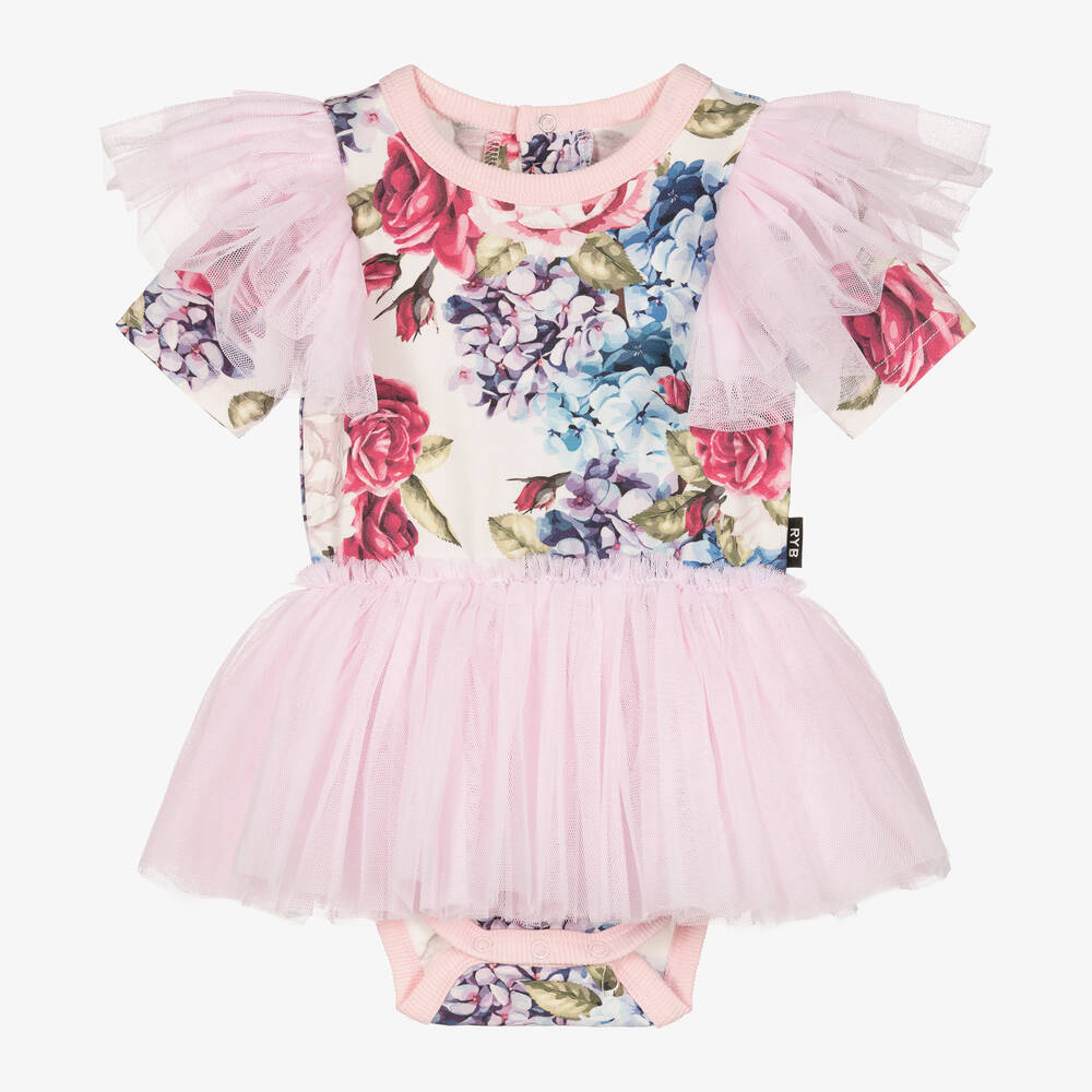 Rock Your Baby - Rosa geblümtes Babykleid mit Tüll | Childrensalon