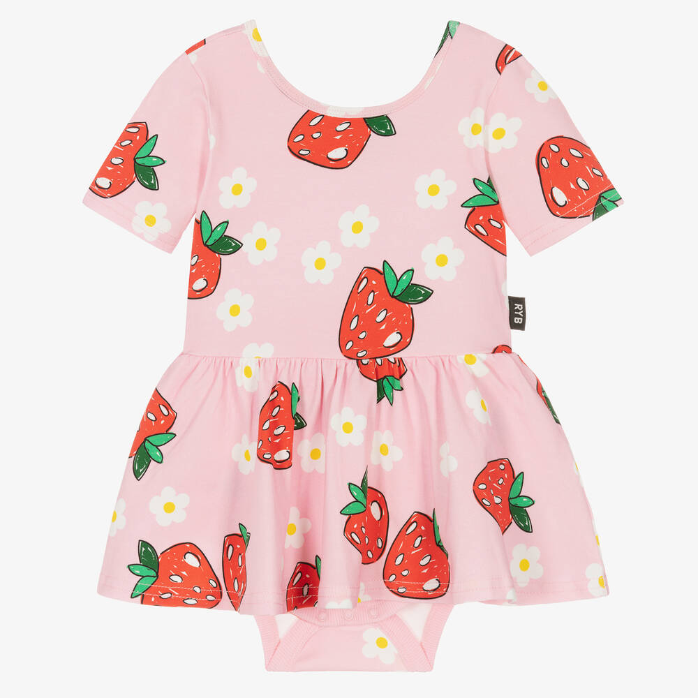 Rock Your Baby - Baby Girls Pink & Red Strawberry Dress | Childrensalon