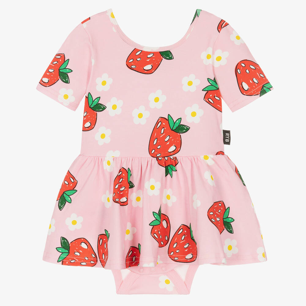Baby Girls Pink Red Strawberry Dress