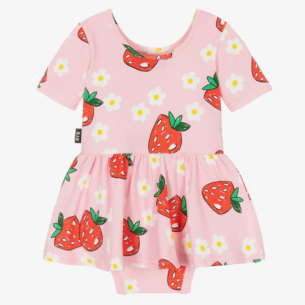 Rock Your Baby-Baby Girls Pink & Red Strawberry Dress | Childrensalon Outlet
