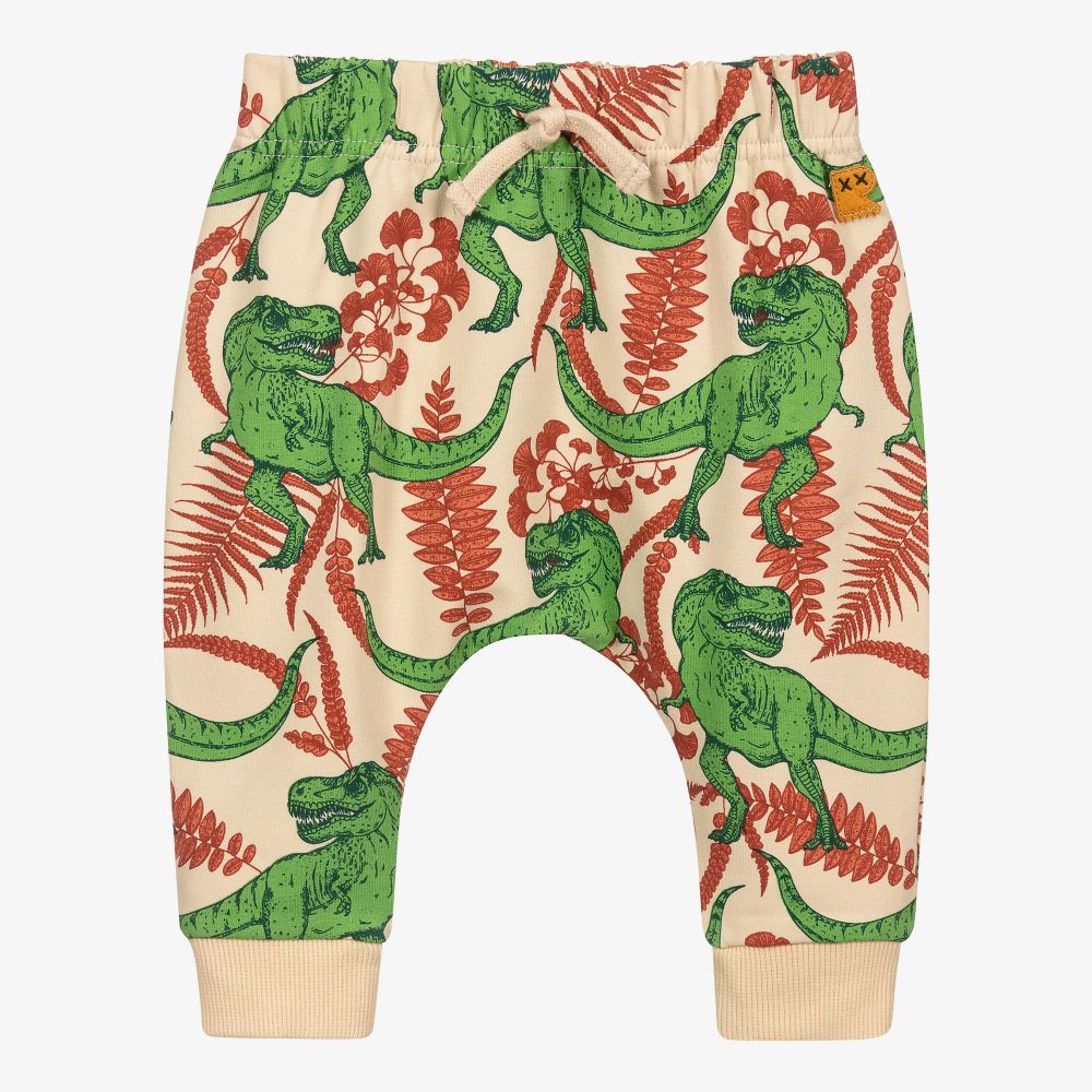 Rock Your Baby - Beige Dino-Jogginghose aus Baumwolle (B) | Childrensalon