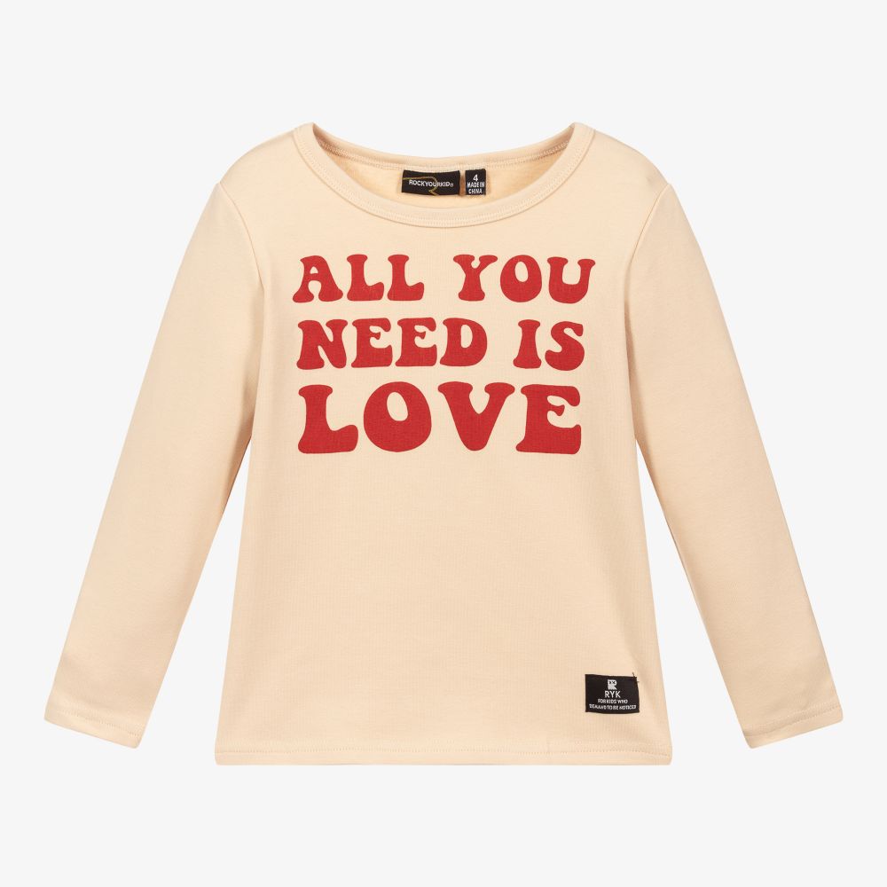 Rock Your Baby - Beige & Red Slogan Top | Childrensalon