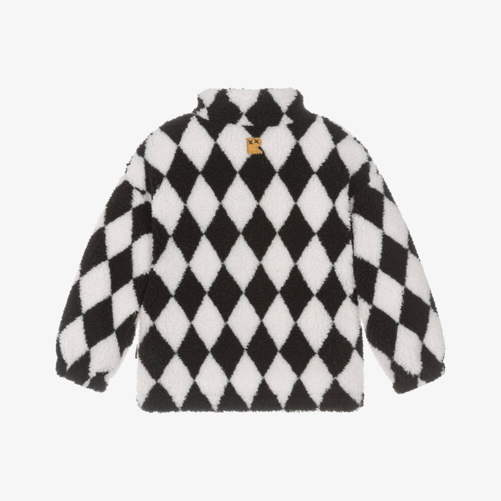 Rock Your Baby-Black And White Checked Sherpa Sweater | Childrensalon Outlet