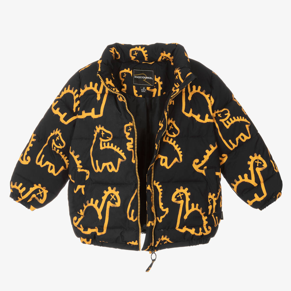 روك يور بيبي-جاكيت بافر بطبعة غرافيتي لون أسود | Childrensalon Outlet