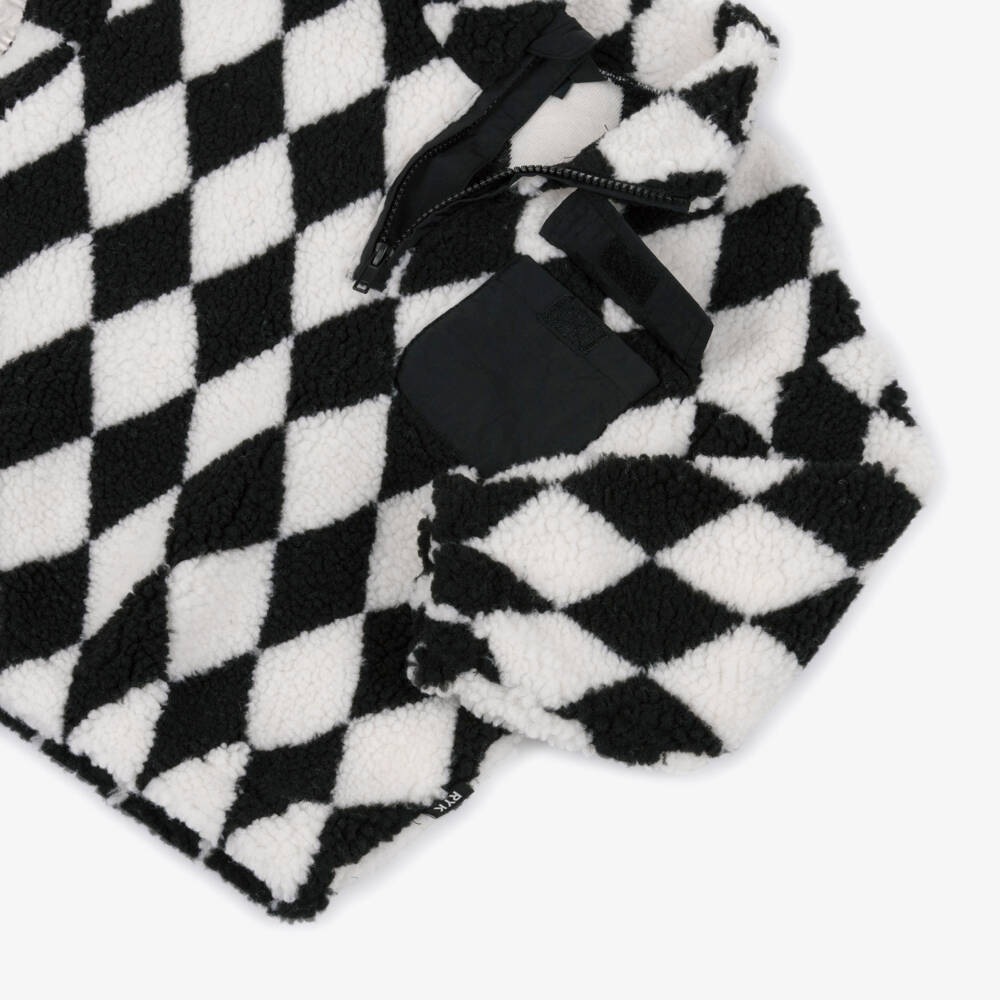 Rock Your Baby-Black & White Harlequin Sherpa Fleece Top | Childrensalon Outlet