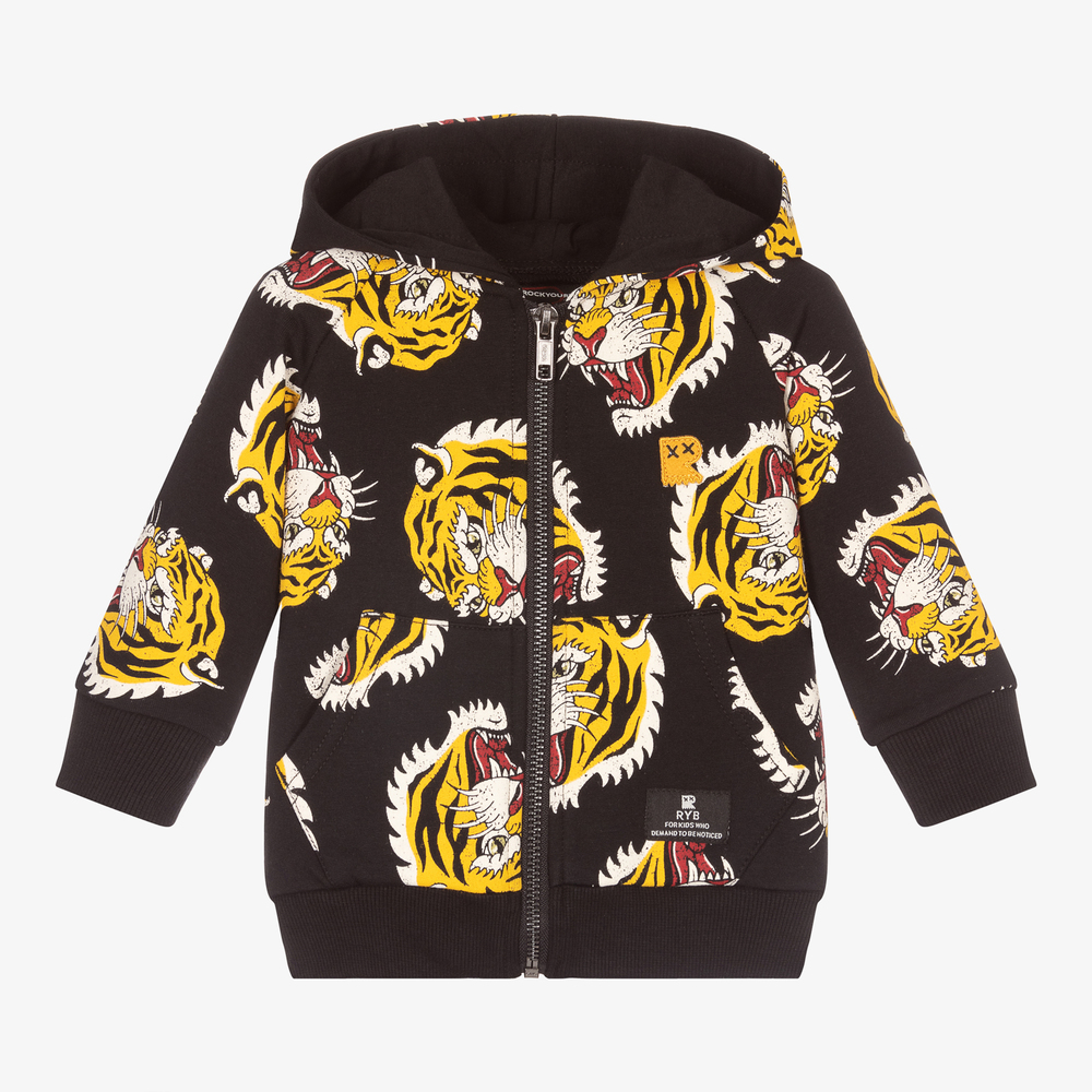 Rock Your Baby - Черно-желтая худи с тиграми | Childrensalon