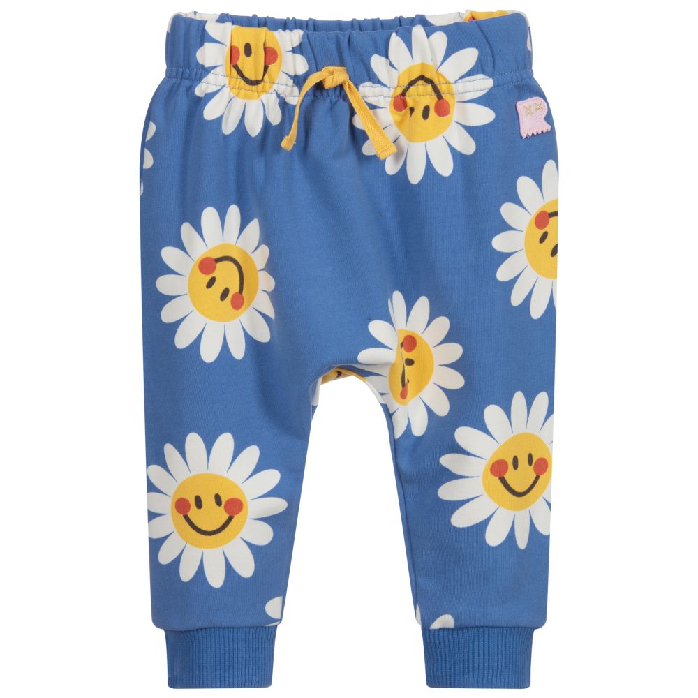Rock Your Baby - Blaue Baumwoll-Jogginghose mit Gänseblümchen (B) | Childrensalon