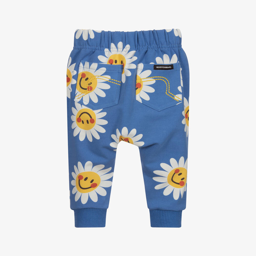 Rock Your Baby-Синие хлопковые спортивные брюки с ромашками для малышей | Childrensalon Outlet