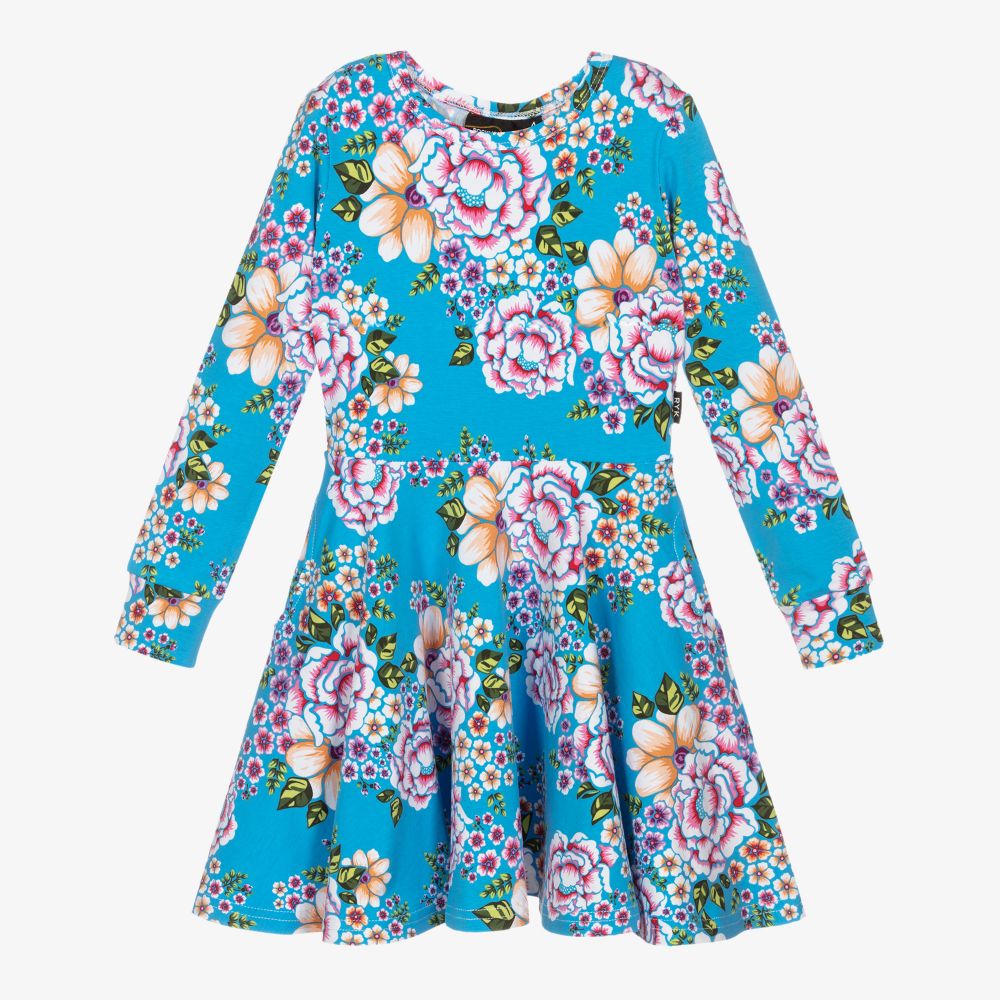 Rock Your Baby - Blaues Baumwollkleid mit Blumen | Childrensalon