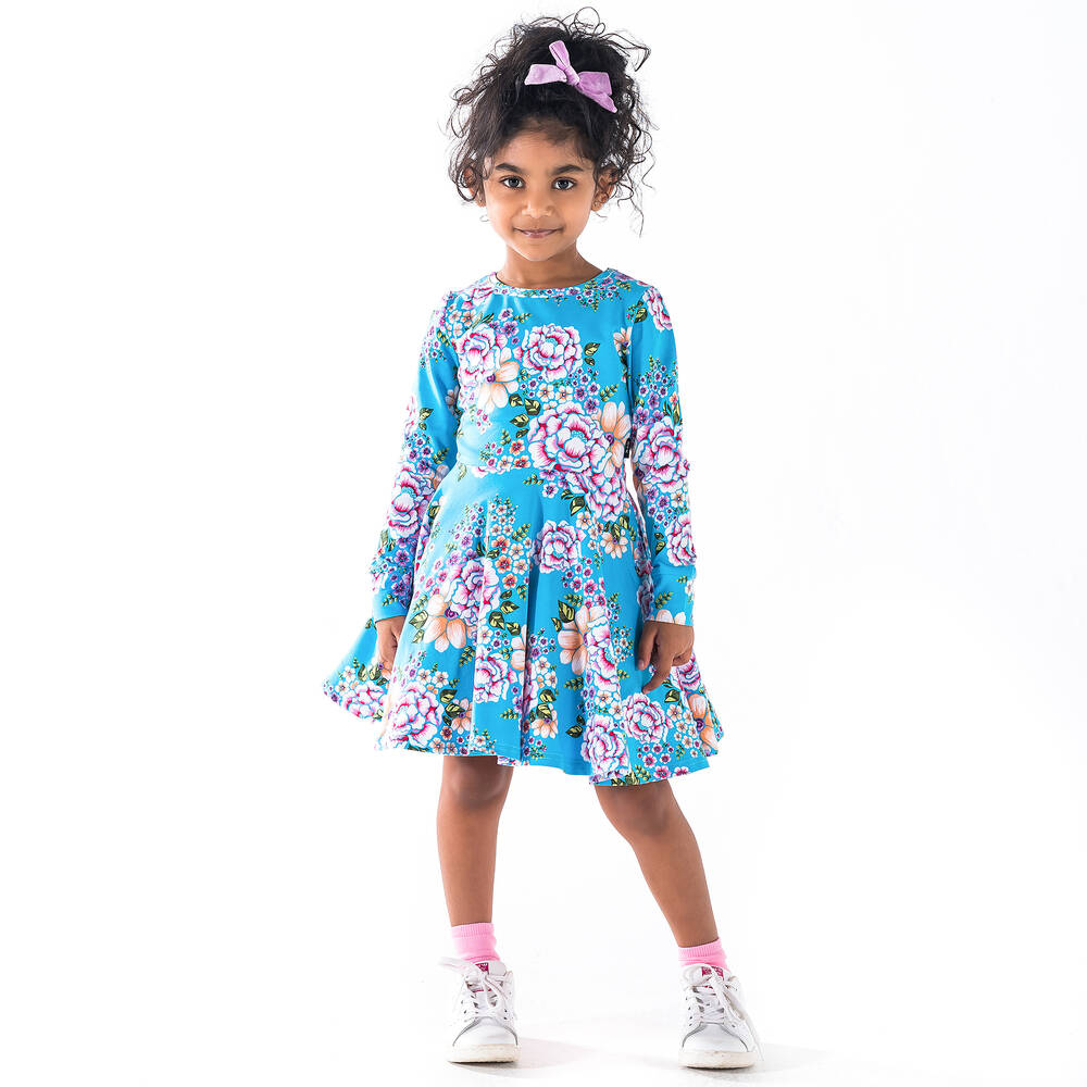 Rock Your Baby-Blue Floral Cotton Dress | Childrensalon Outlet
