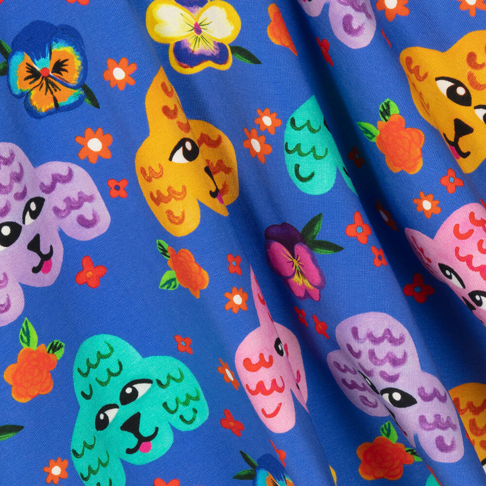 روك يور بيبي-فستان قطن جيرسي لون أزرق بطبعة ورود | Childrensalon Outlet