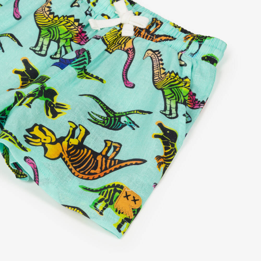 Rock Your Baby-Boys Aqua Green Dino Print Shorts | Childrensalon Outlet