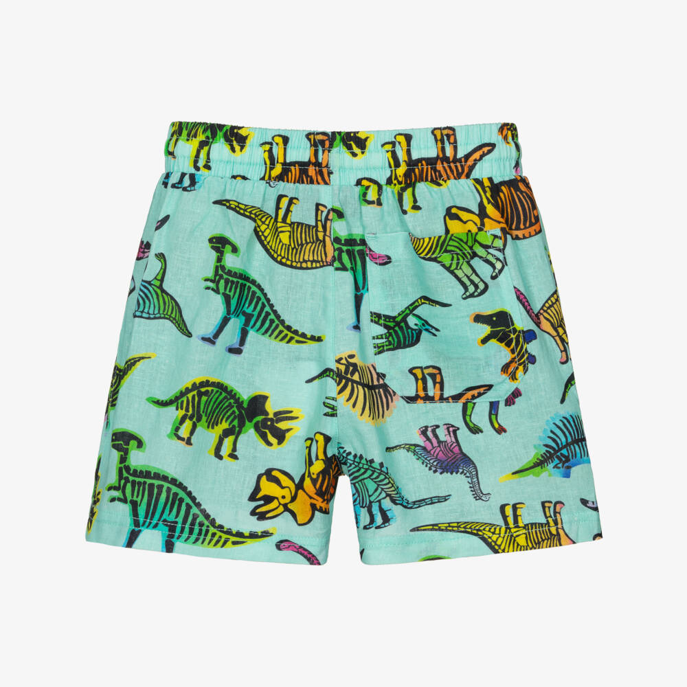Rock Your Baby-Boys Aqua Green Dino Print Shorts | Childrensalon Outlet