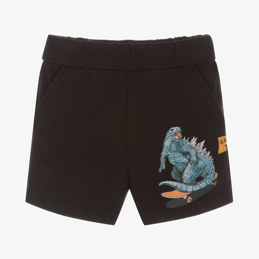 Rock Your Baby - Boys Black Cotton Godzilla Shorts | Childrensalon