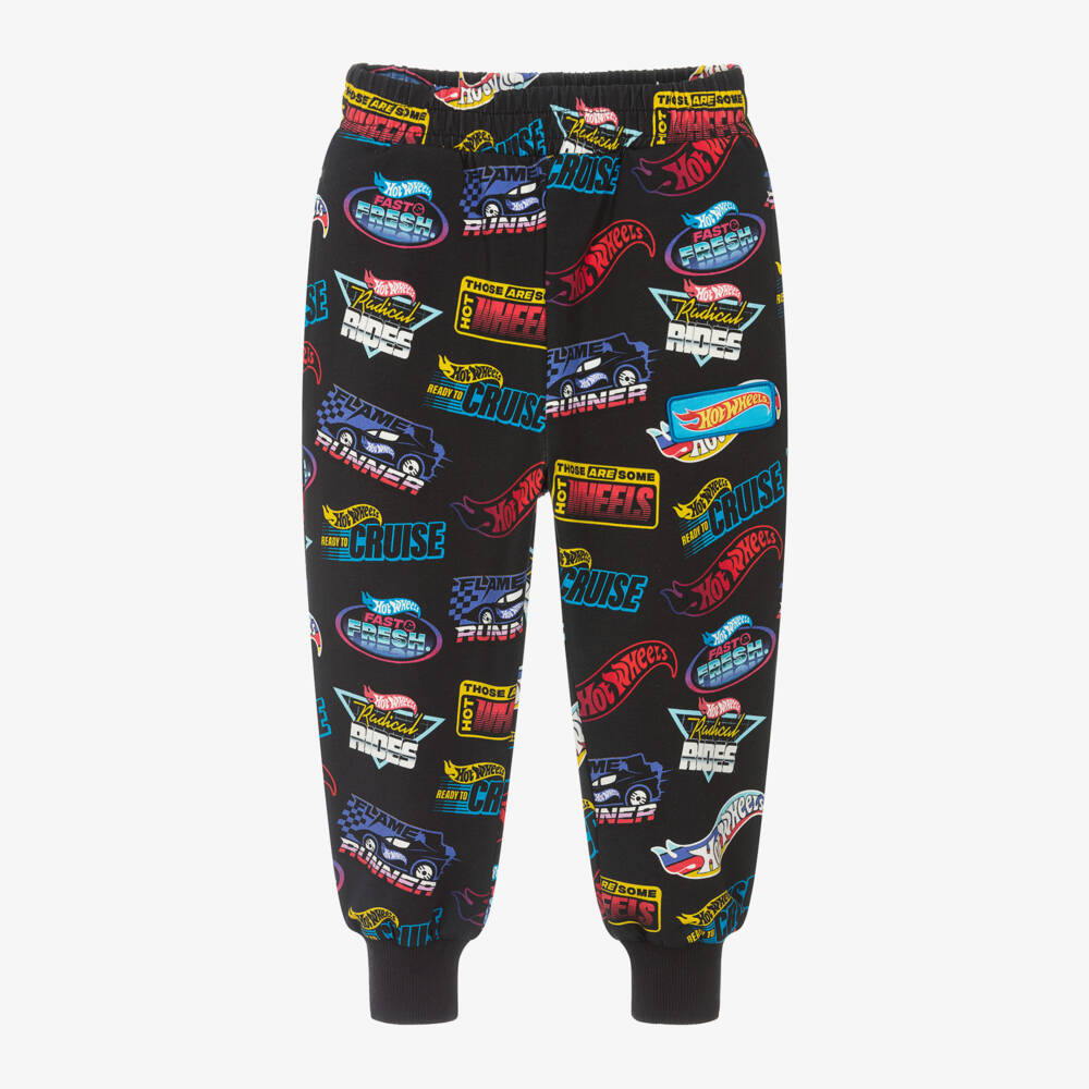 Rock Your Baby Boys Black Cotton Hot Wheels Joggers