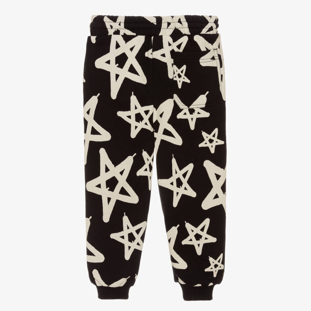 Rock Your Baby-Boys Black Cotton Joggers with Ivory Star Print | Childrensalon Outlet