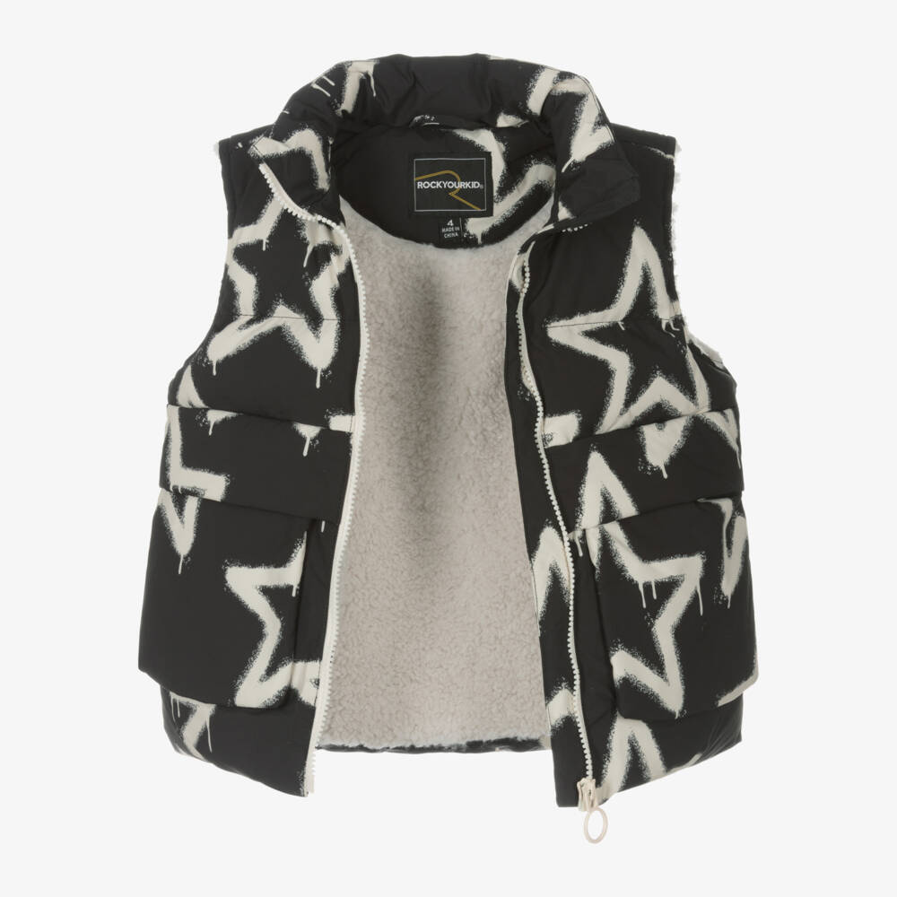 Rock Your Baby-Boys Black Star Sherpa Vest | Childrensalon Outlet