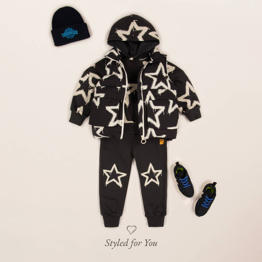 Rock Your Baby-Boys Black Starry Cotton Hoodie | Childrensalon Outlet