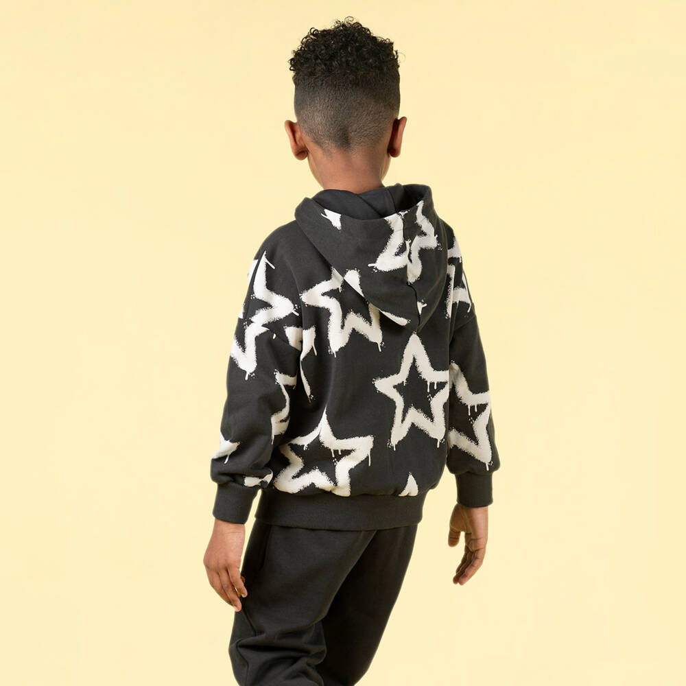 Rock Your Baby-Boys Black Starry Cotton Hoodie | Childrensalon Outlet