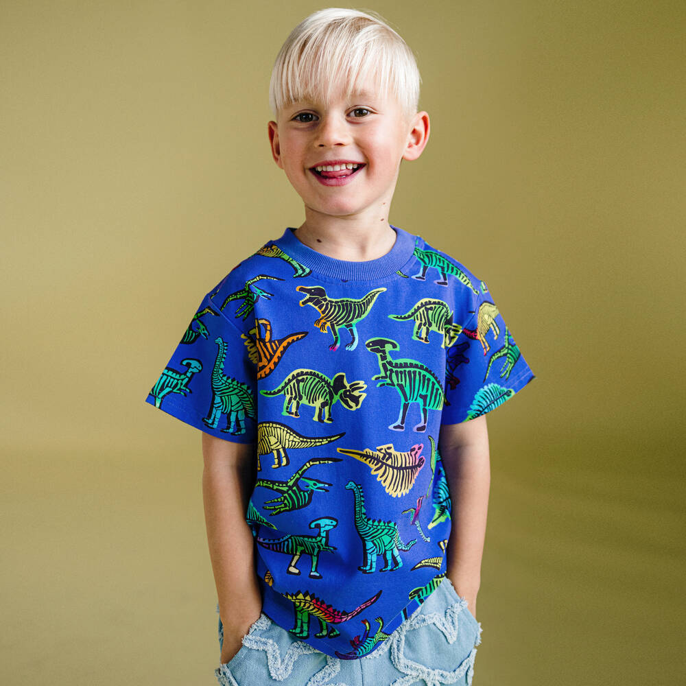 Rock Your Baby-Boys Blue Cotton Jersey Dinosaur Print T-Shirt | Childrensalon Outlet
