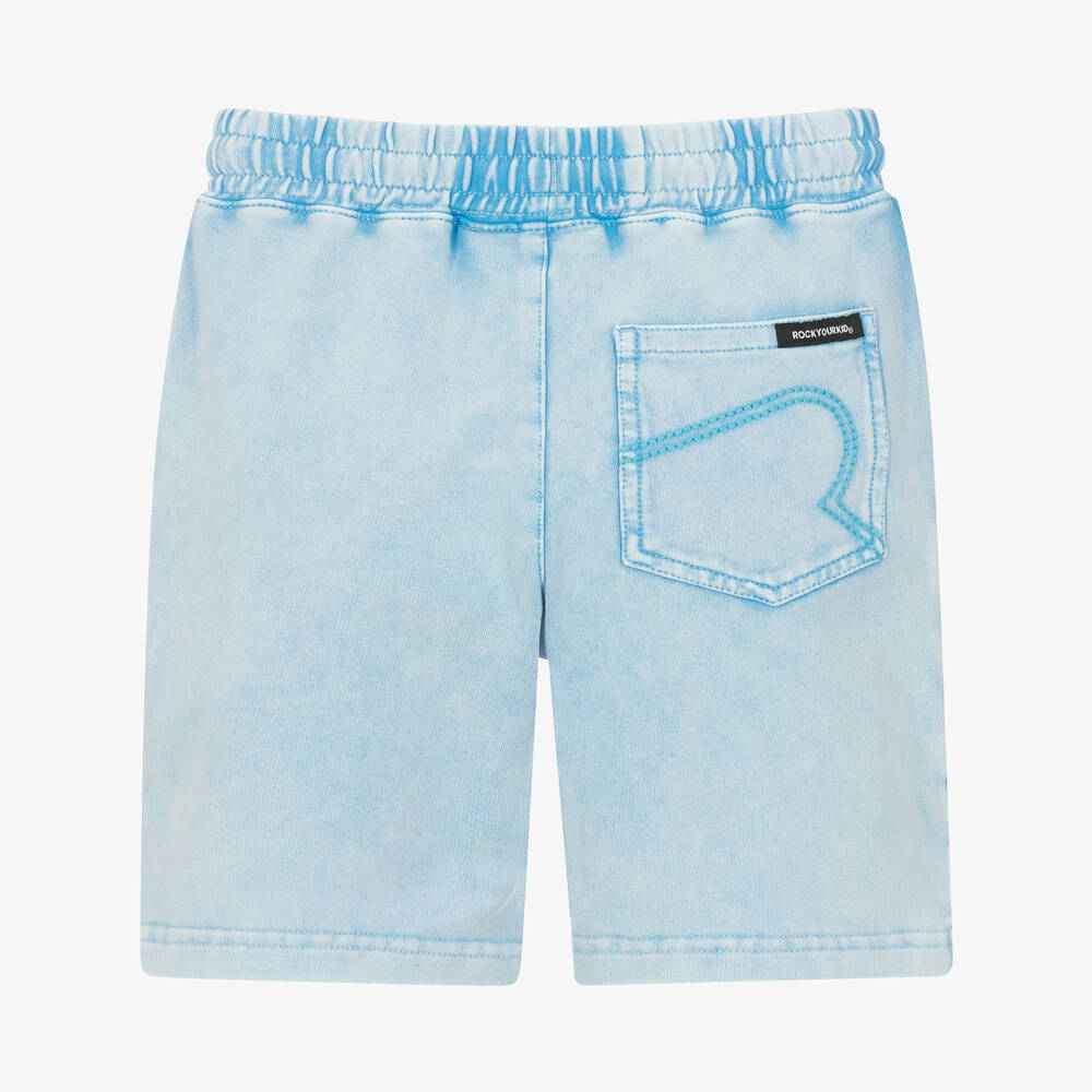 Rock Your Baby-Boys Blue Stone Wash Cotton Shorts | Childrensalon Outlet