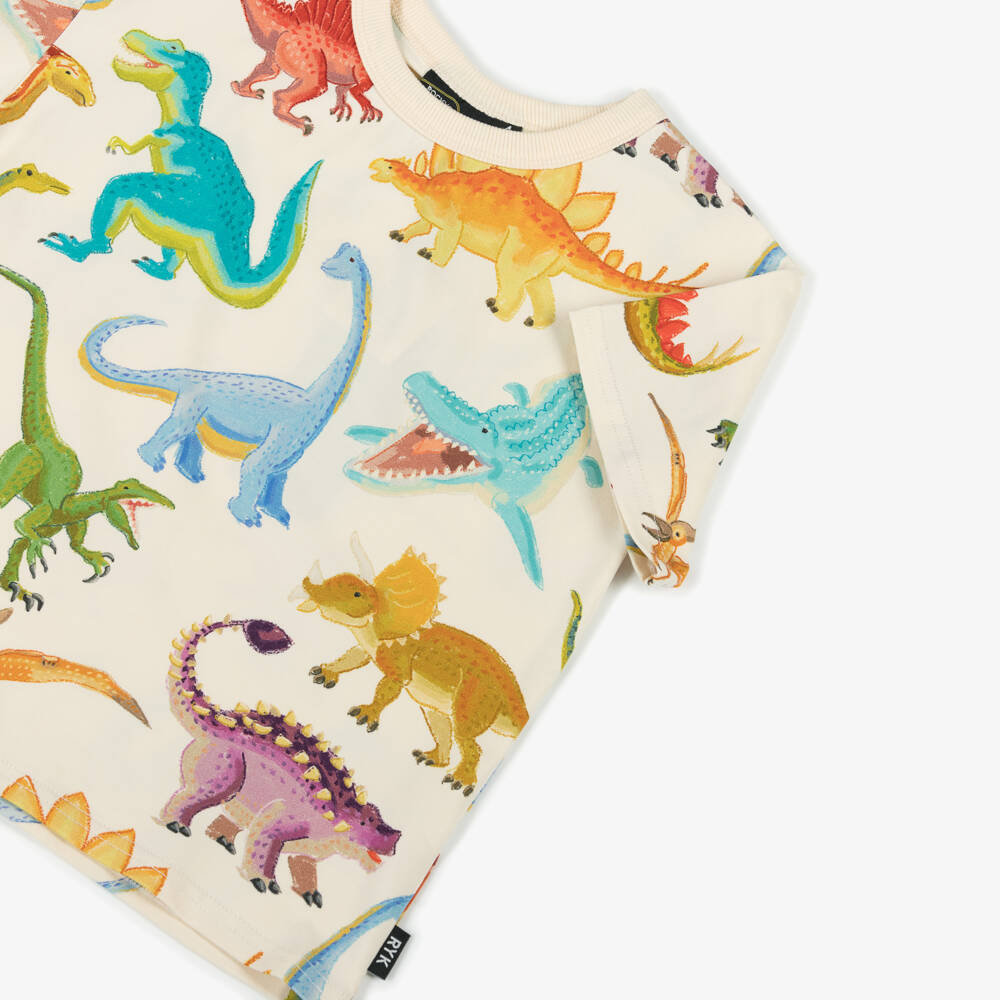 Rock Your Baby-Boys Cream Dinosaur Tee | Childrensalon Outlet
