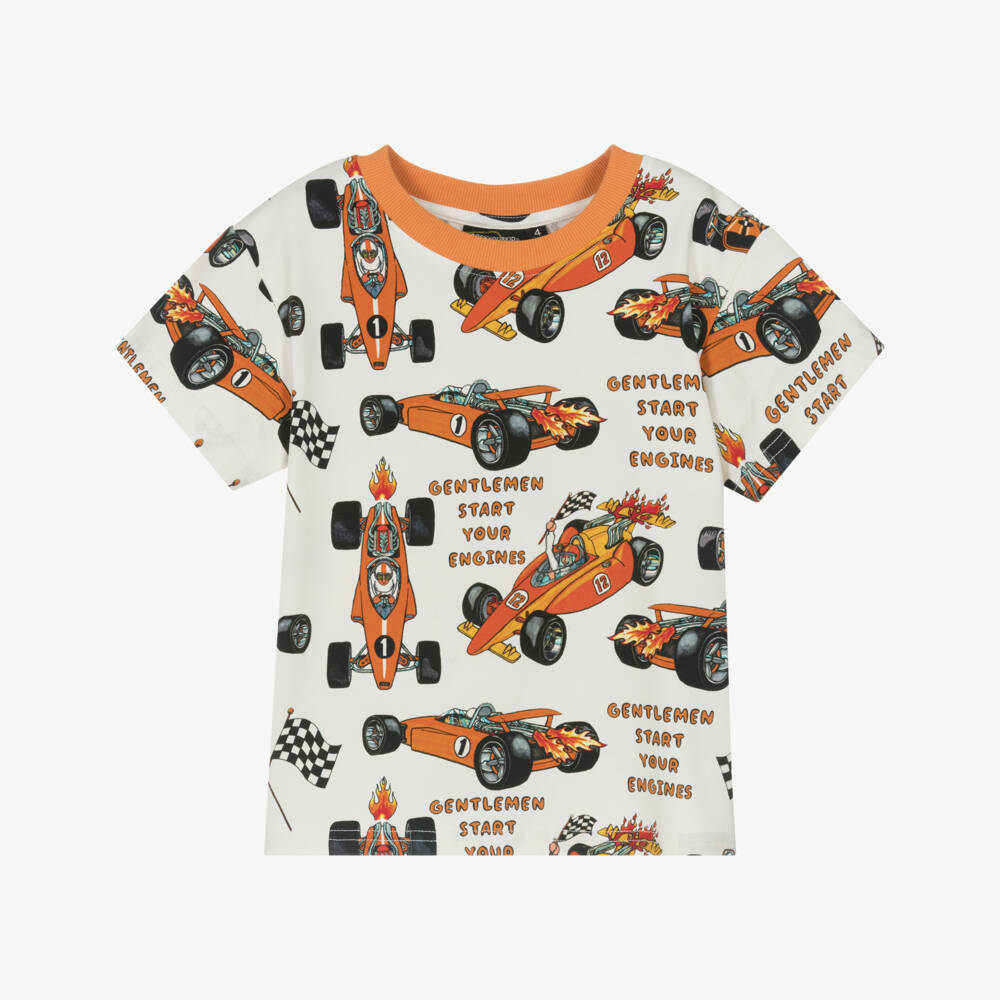 Rock Your Baby-Boys Cream & Tangerine Car Tee | Childrensalon Outlet