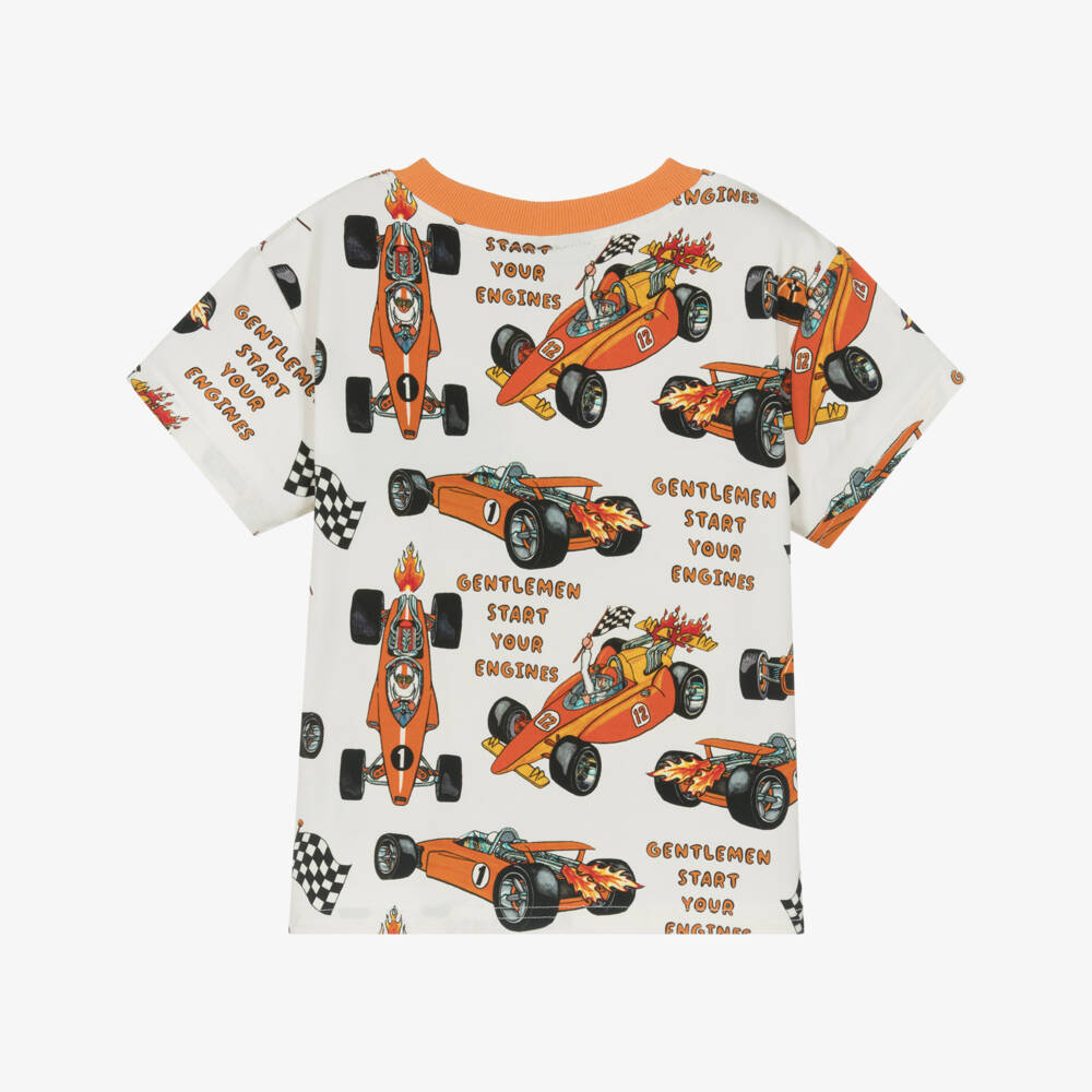 Rock Your Baby-Boys Cream & Tangerine Car Tee | Childrensalon Outlet