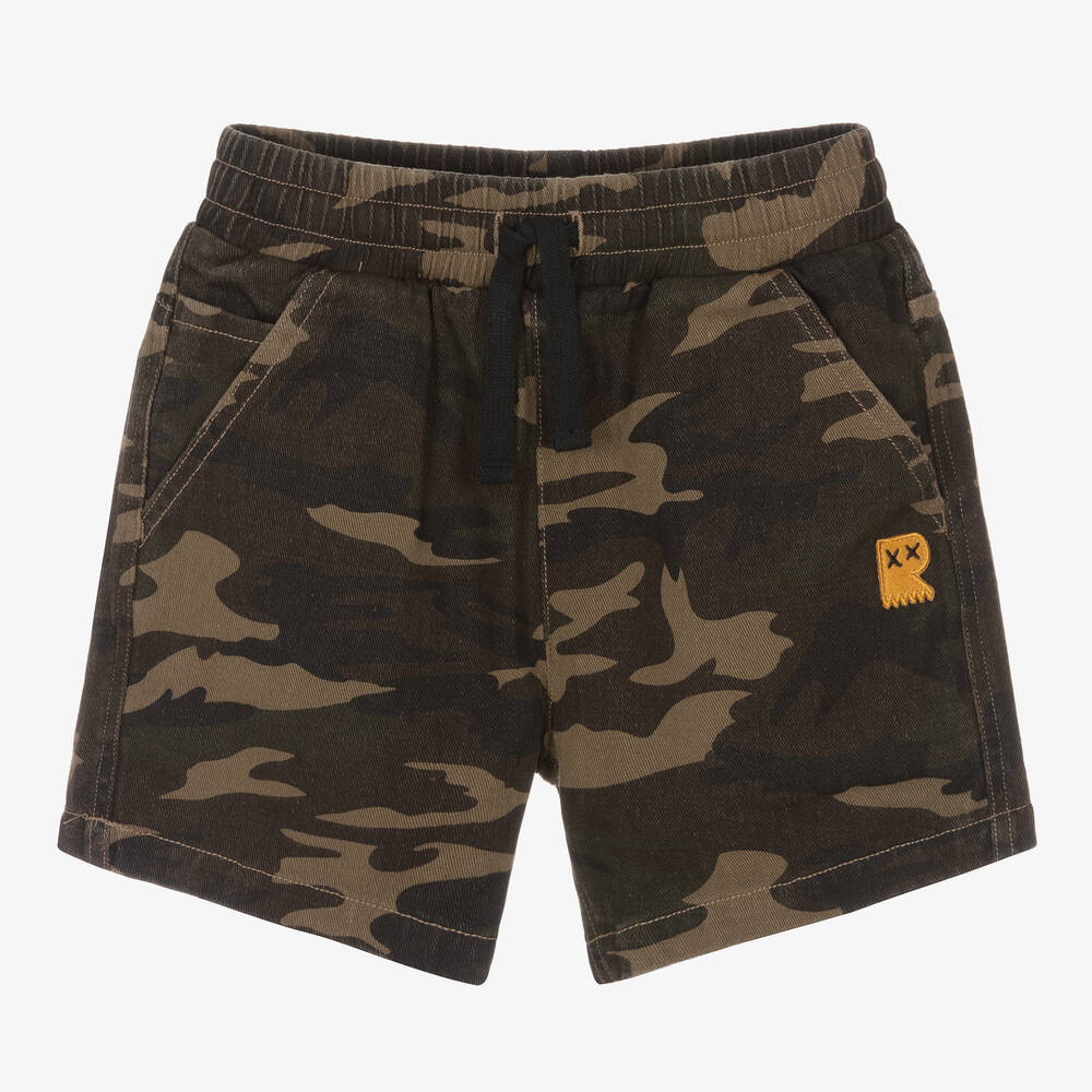 Rock Your Baby - Boys Green Cotton Camouflage Shorts | Childrensalon