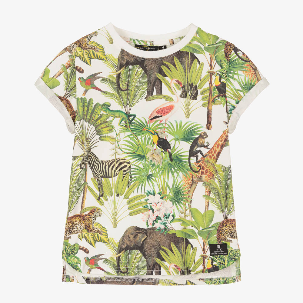 Rock Your Baby - Boys Green Jungle Cotton T-Shirt | Childrensalon