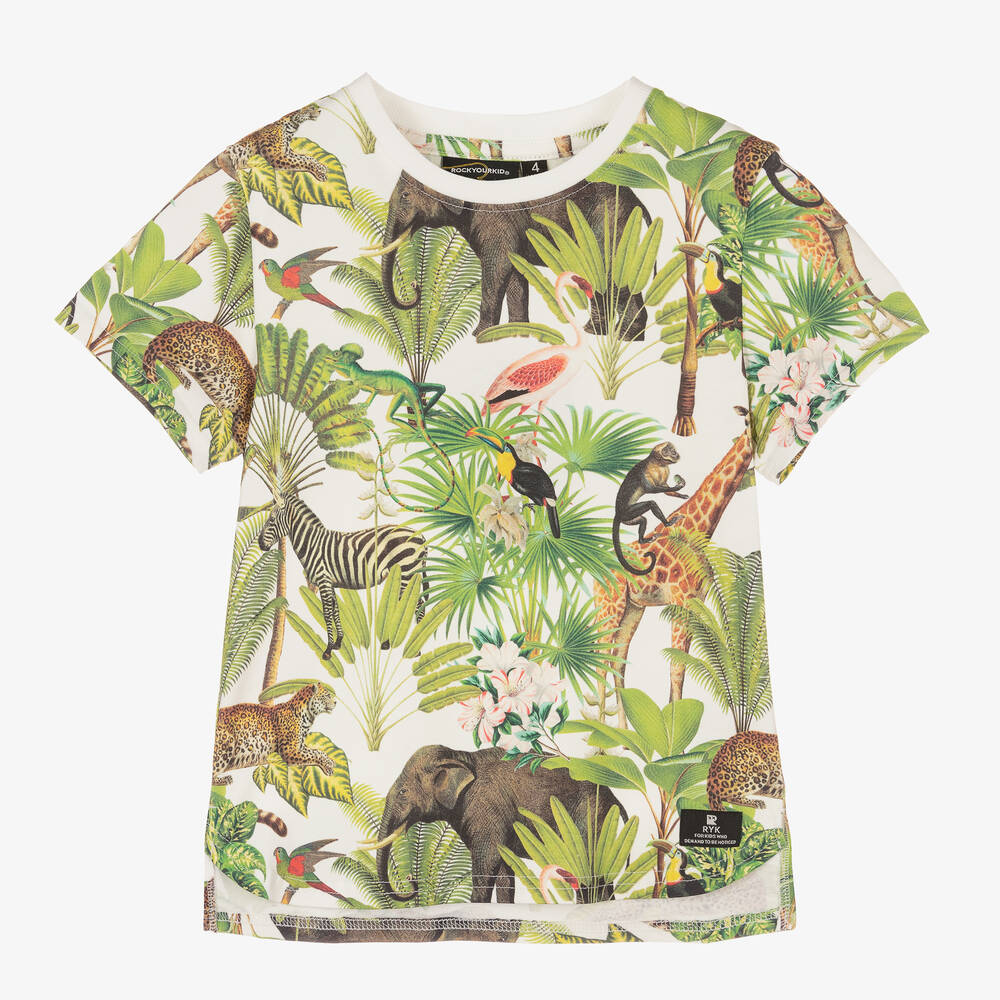 Rock Your Baby Boys Green Jungle Cotton T Shirt Childrensalon Outlet