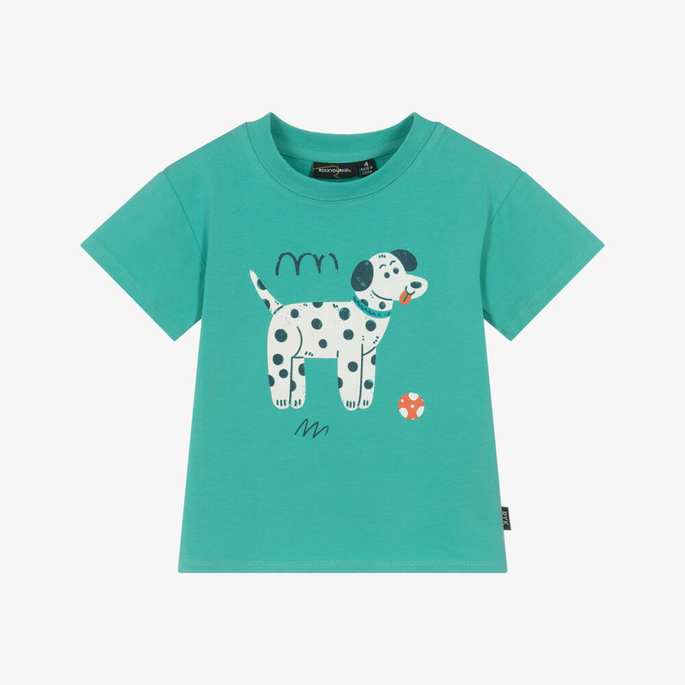 Rock Your Baby-Boys Green Pup Print Tee | Childrensalon Outlet