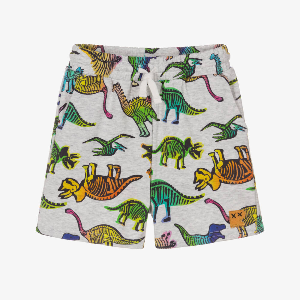 Rock Your Baby-Boys Grey Marl Cotton Jersey Dinosaur Print Shorts | Childrensalon Outlet
