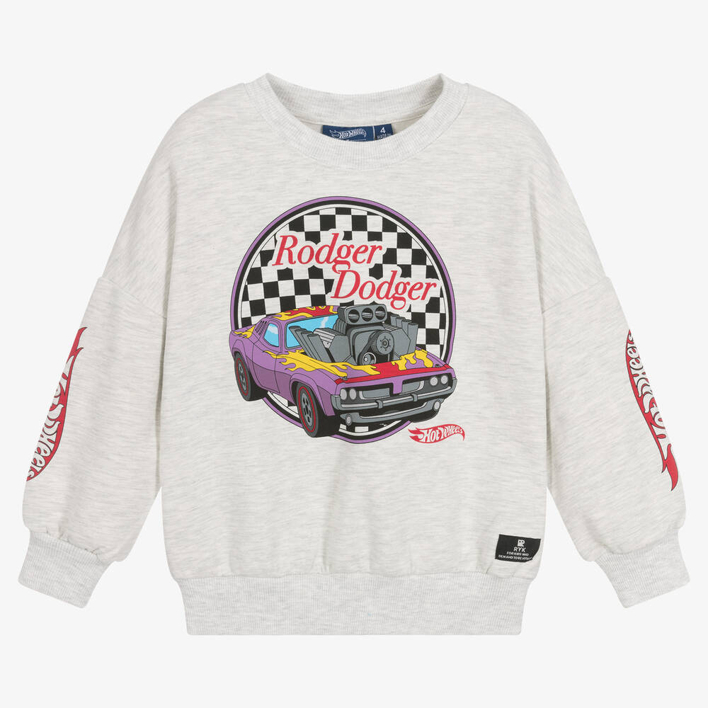 Rock Your Baby - Boys Grey Rodger Dodger Hotwheels Sweatshirt | Childrensalon