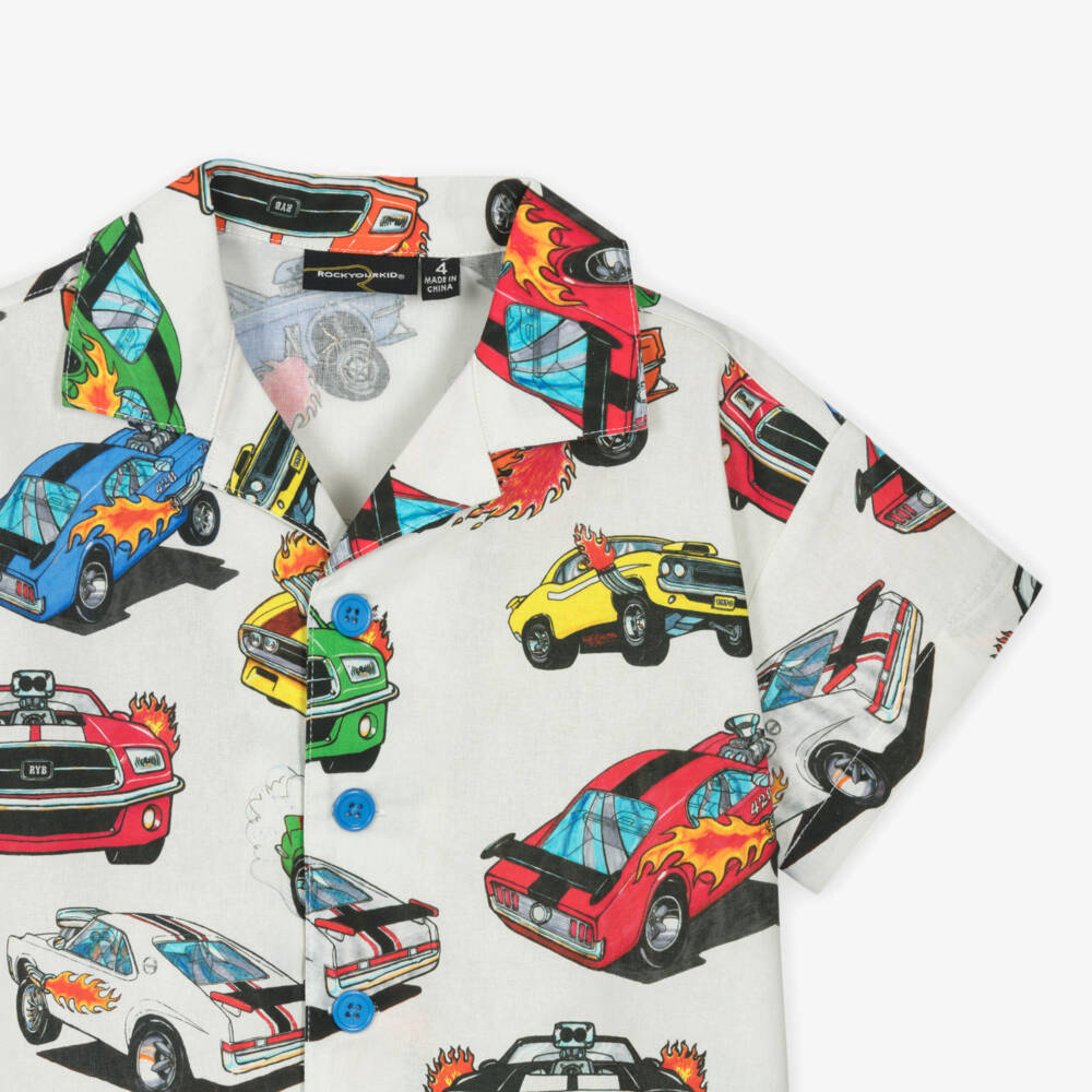 Rock Your Baby-Boys Ivory Car Print Shirt | Childrensalon Outlet