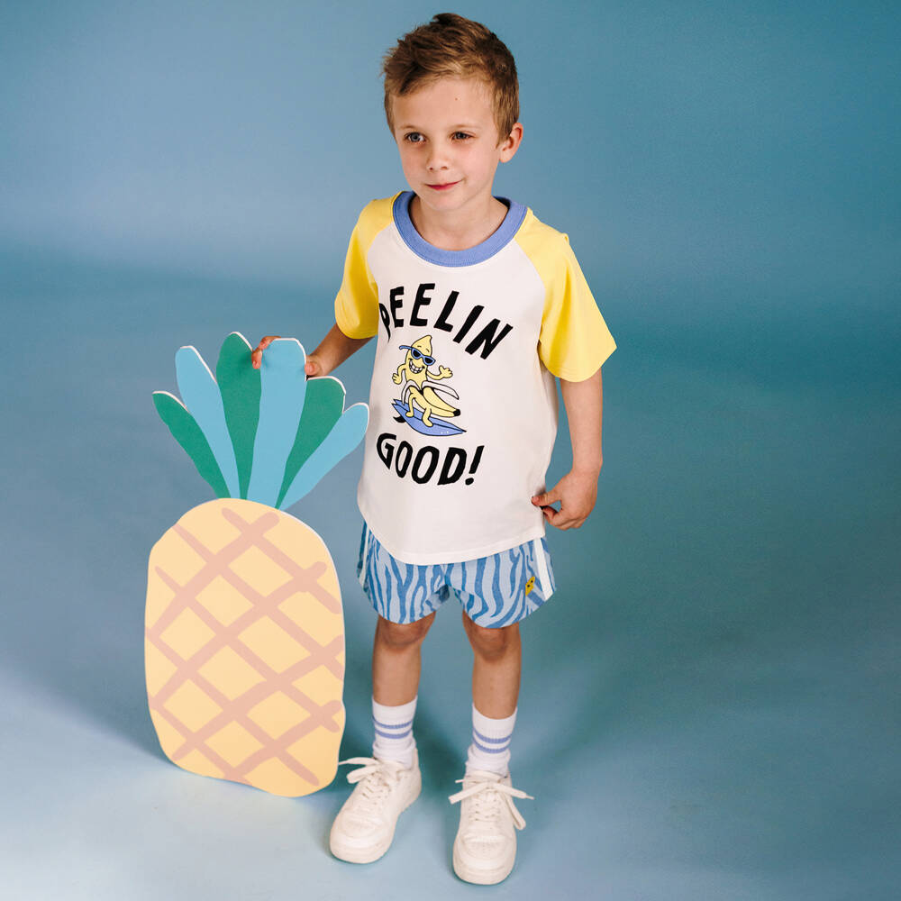 Rock Your Baby-Boys Ivory Colourblock Banana T-Shirt | Childrensalon Outlet