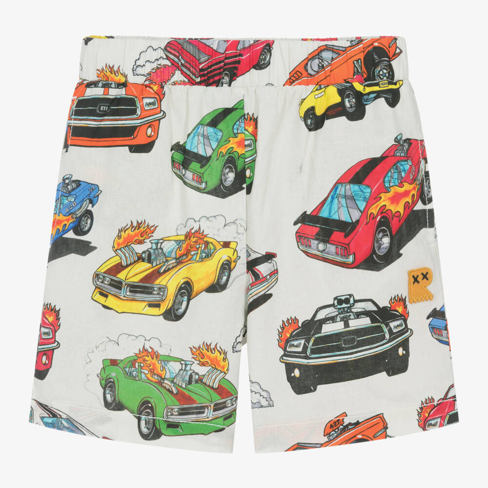 Rock Your Baby-Boys Ivory Cotton Car Print Shorts | Childrensalon Outlet
