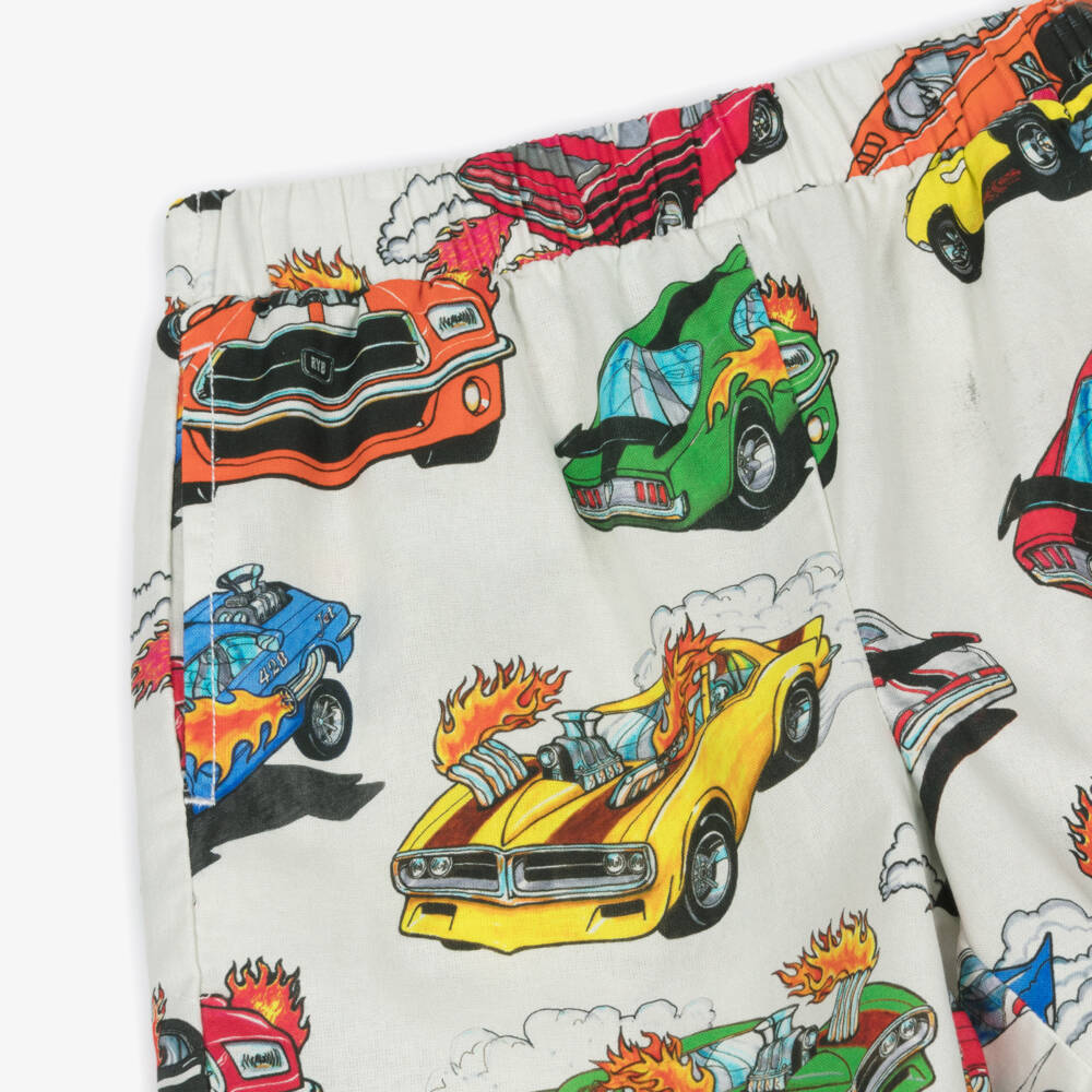 Rock Your Baby-Boys Ivory Cotton Car Print Shorts | Childrensalon Outlet