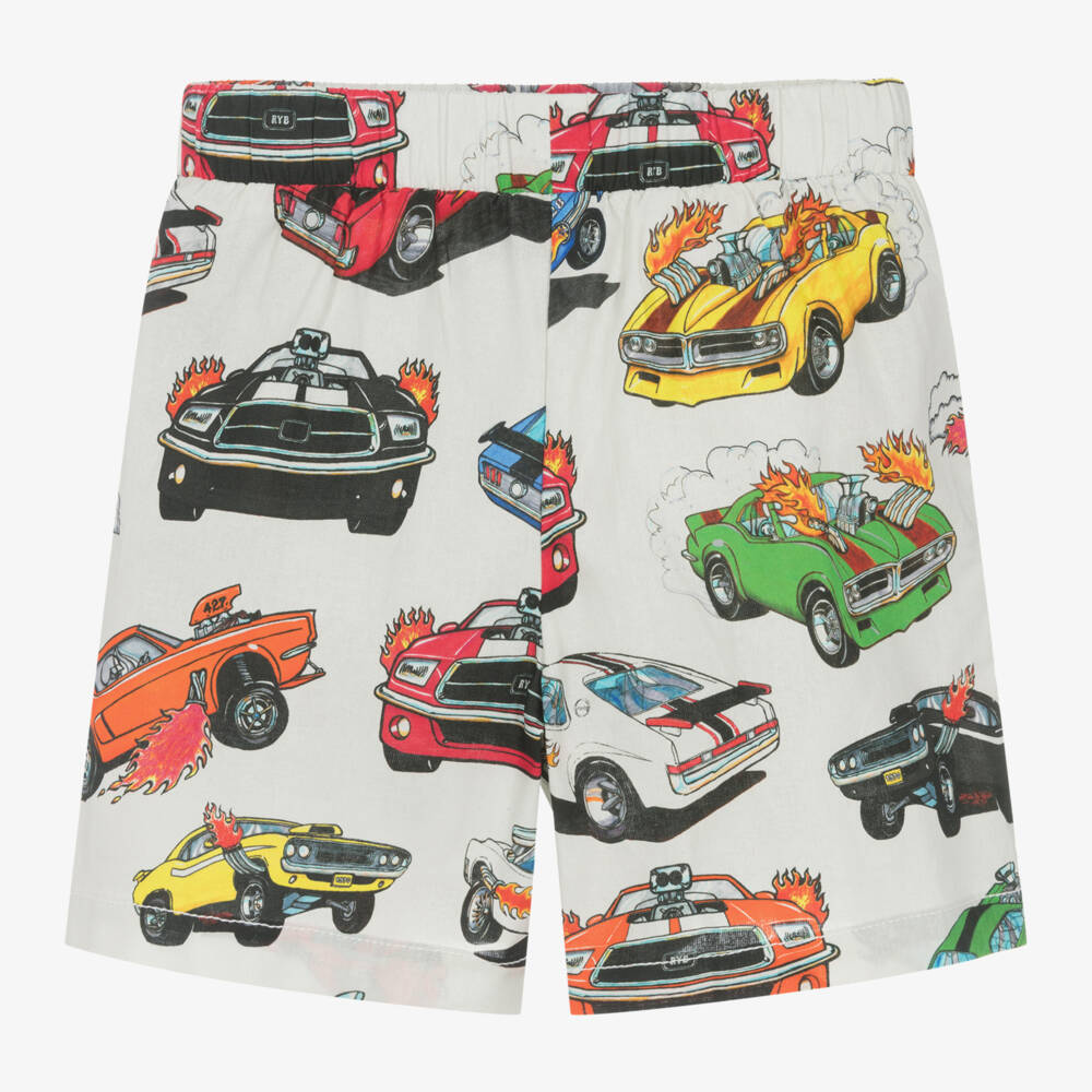 Rock Your Baby-Boys Ivory Cotton Car Print Shorts | Childrensalon Outlet