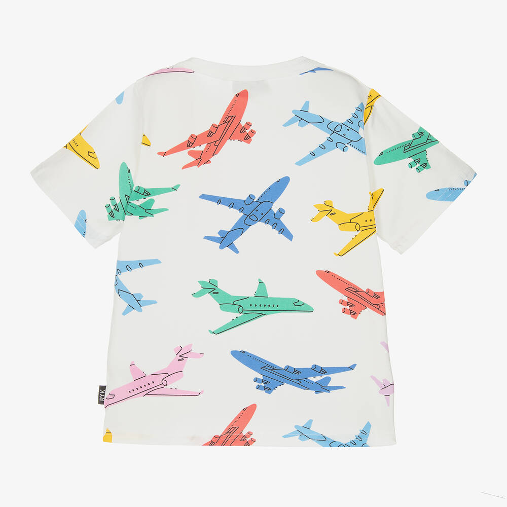 Rock Your Baby-Boys Ivory Plane Print Cotton T-Shirt | Childrensalon Outlet