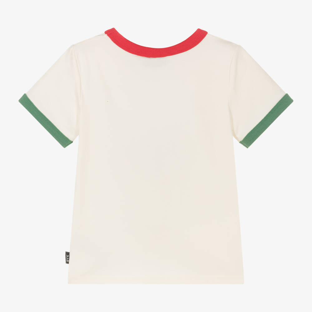 روك يور بيبي-تيشيرت بطبعة سانتا على لوح تزلج قطن لون عاجي | Childrensalon Outlet