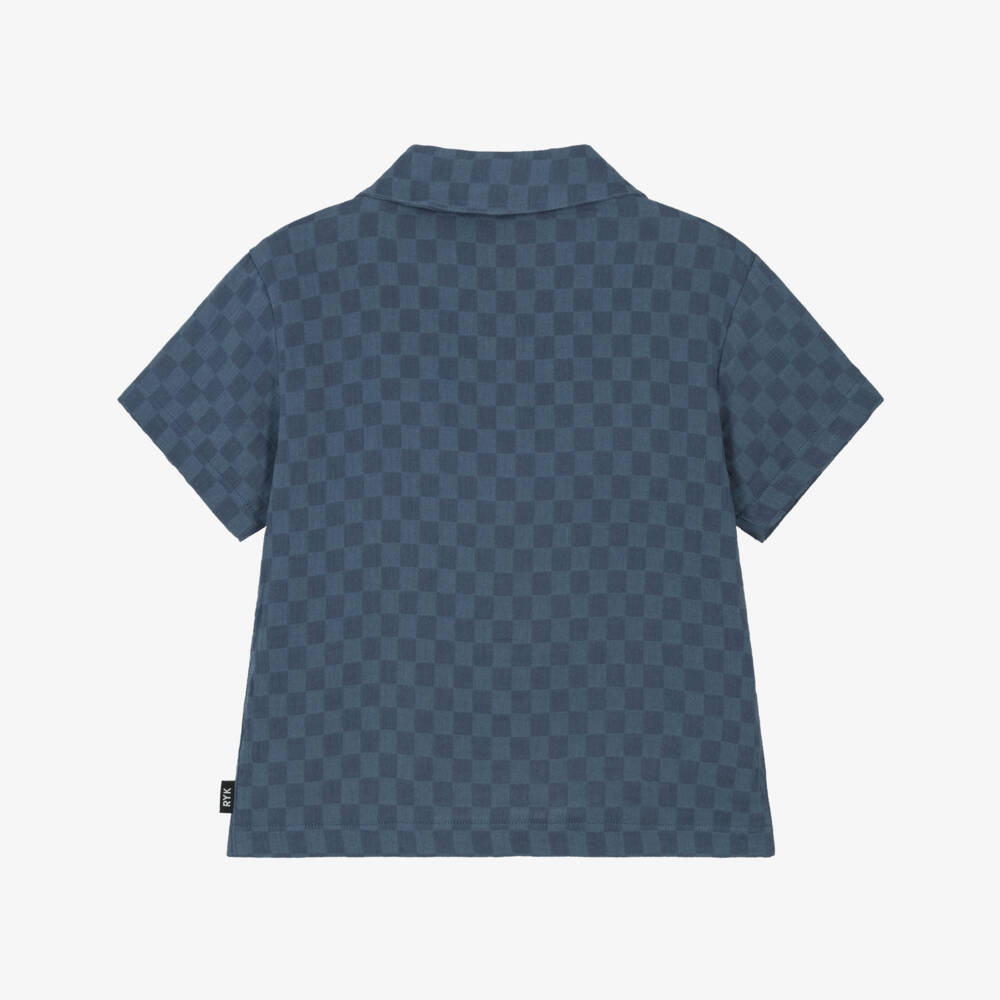 Rock Your Baby-Boys Navy Blue Checkerboard Pattern Shirt | Childrensalon Outlet