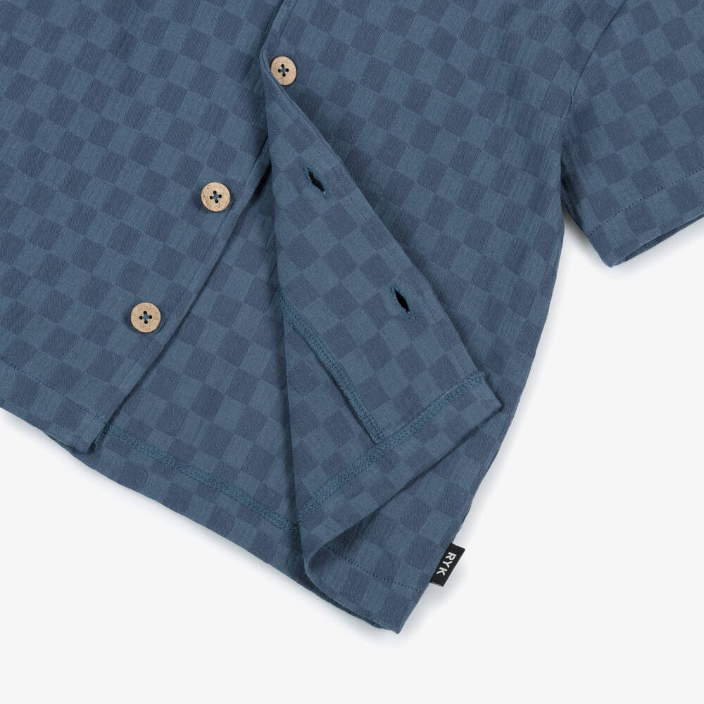 Rock Your Baby-Boys Navy Blue Checkerboard Pattern Shirt | Childrensalon Outlet