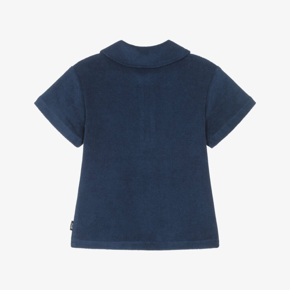 Rock Your Baby-Boys Navy Blue Terry Towelling Polo Shirt | Childrensalon Outlet