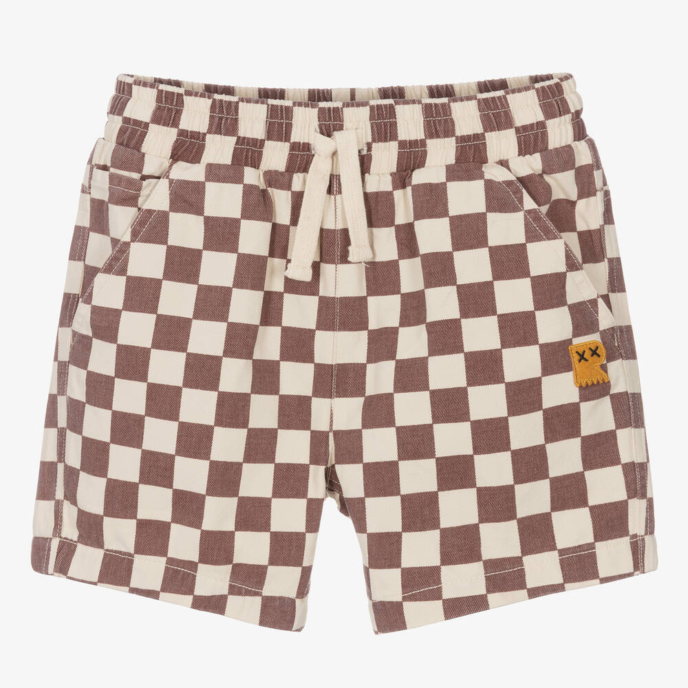 Rock Your Baby - Boys Wine Checked Cotton Shorts | Childrensalon