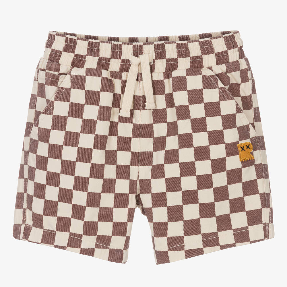 Rock Your Baby - Weinrot karierte Baumwollshorts | Childrensalon