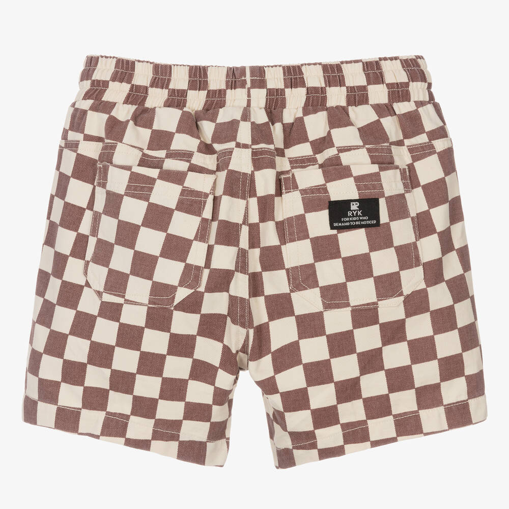 Rock Your Baby Boys Wine Checked Cotton Shorts Childrensalon