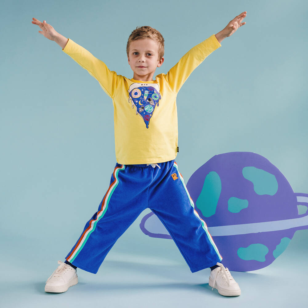Rock Your Baby-Bright Blue Towelling Joggers with Side Stripes | Childrensalon Outlet